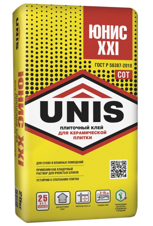 Юнис XXI 25 кг Клей плиточный для внут. работ